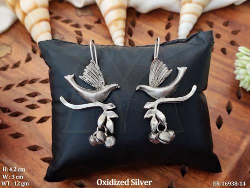 Beautiful Designer Oxidized Silver Fancy Earrings  