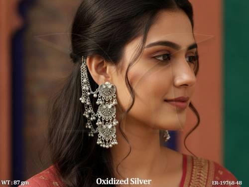 Fancy Oxidized Long Dangling Party Wear Earrings