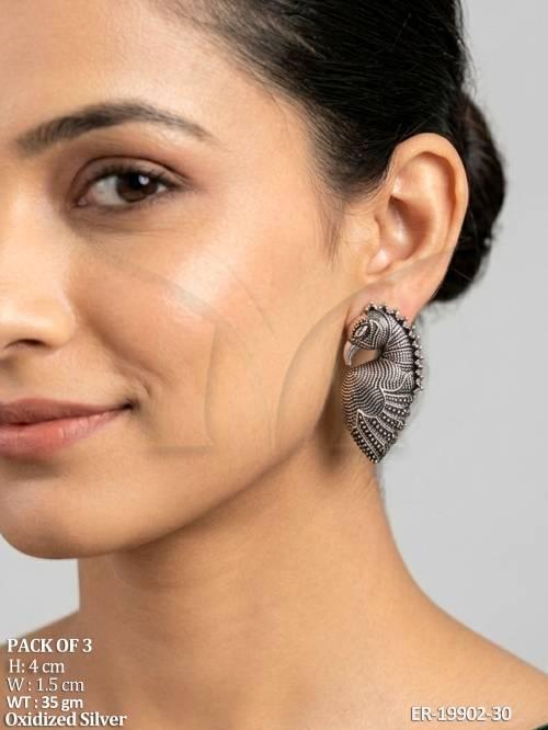 oxidized-silver-peacock-stud-earrings-for-women