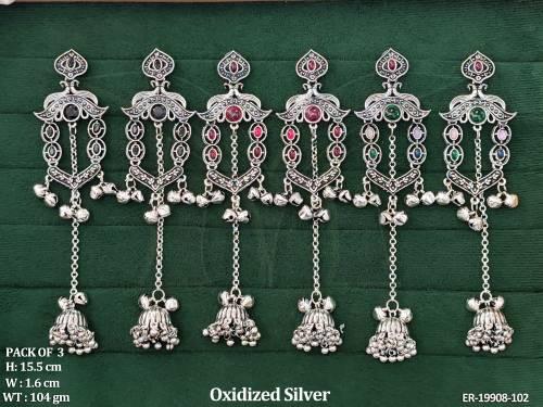 antique-oxidized-long-chain-jhumka-earrings-combo