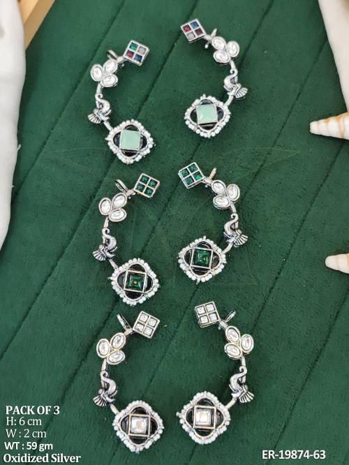 vintage-oxidized-silver-square-stone-earrings-combo-for-women