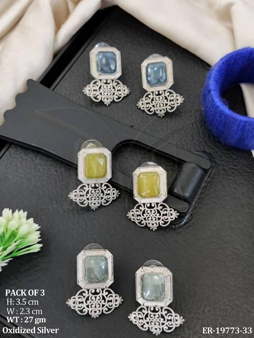 Fancy Stone Oxidized Party Wear Earrings Combo