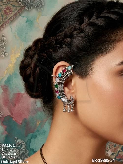 Designer Oxidized Peacock Ear Cuff Combo for Women