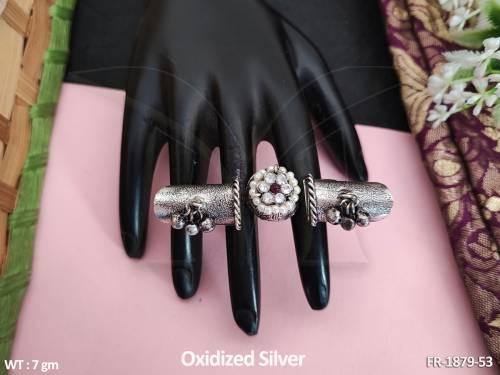 Oxidized Jewelry Western Look Fancy Stylish Oxidised Silver Polish Beautiful Design Finger Ring 