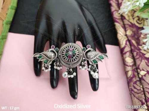 Designer Wear Oxidized Silver Polish Party Wear Finger Ring