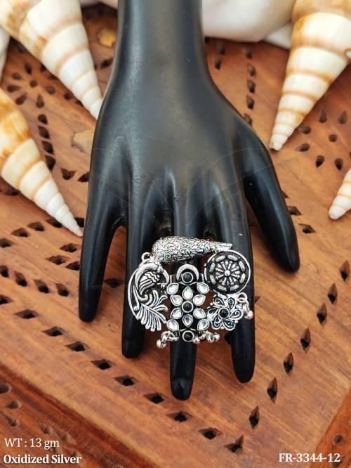 oxidized-silver-peacock-design-party-wear-finger-ring