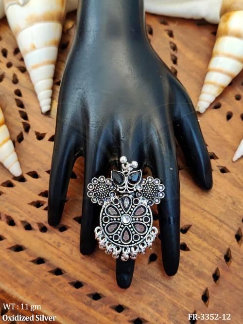 oxidized-silver-finger-ring-with-floral-peacock-look-
