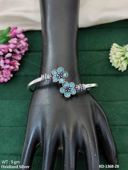 Elegant Oxidized Silver Kada for Women 