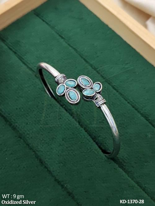 Trendy Oxidized Silver Kada Bracelet for Women 