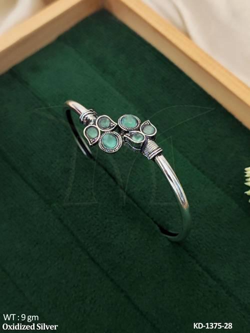 Oxidized Silver Full Stone Designer Fancy Kada  