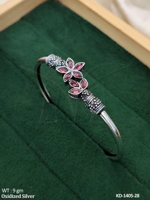 Oxidized Silver Full Stone Designer  Party Wear Kada  