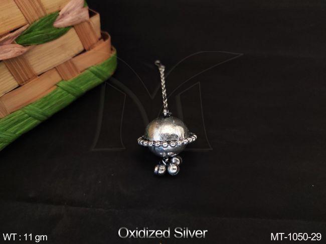 Designer Oxidised Silver Polish Fancy Style Maan Tikka