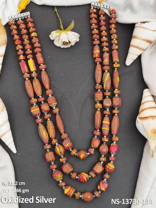 Oxidized Silver Polish Jewellery Antique Style Accessories Women Oxidized Long Necklace Set