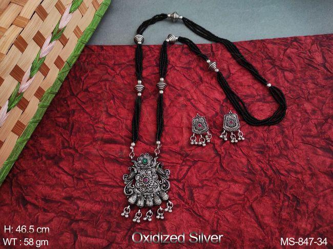 beautiful pendant oxidized silver polish designer party wear mangalsutra