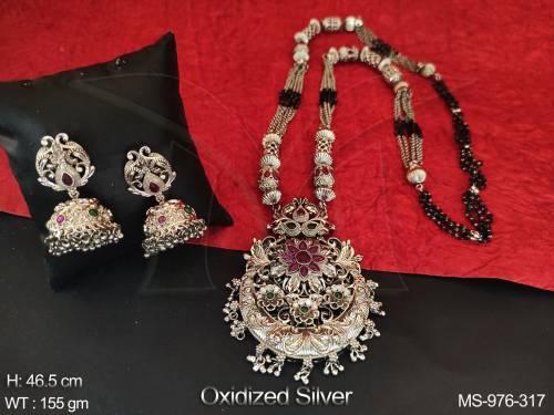 Oxidised Silver Designer Fancy Style Mala Set