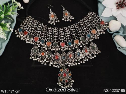 oxidised-silver-polish-designer-fashion-party-wear-oxidised-silver-jewellery-fashion-necklace-set