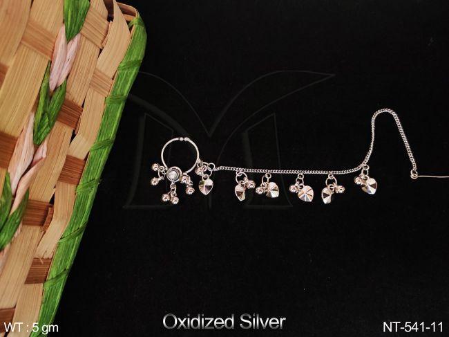 Beautiful Designer Fancy Style Antique Oxidized Silver Polish Party wear Nath / Nose Pin