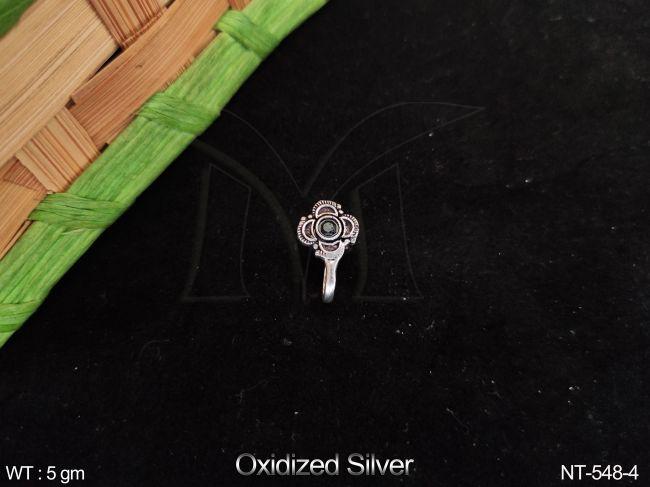 oxidised silver polish fancy style designer nath / nose pin