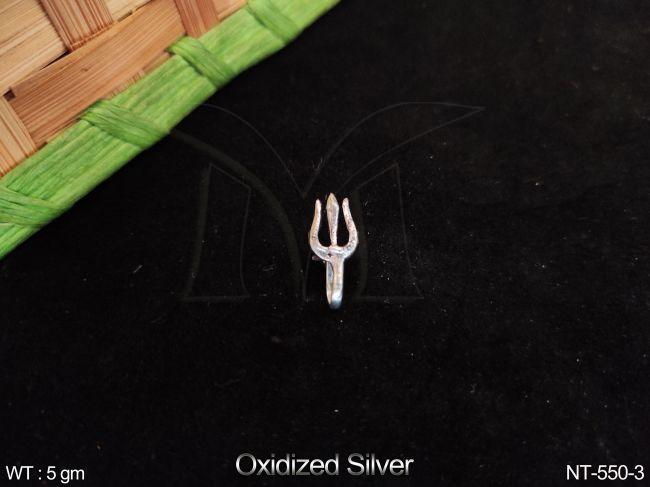 Designer Fancy style Oxidised Silver Nath / Nose Pin
