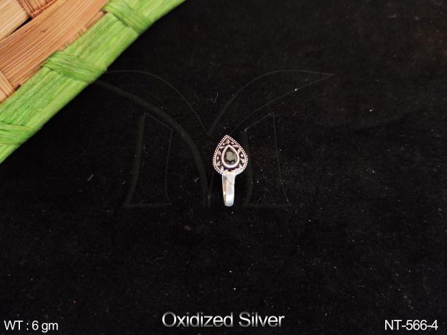 Beautiful Design Oxidised Silver Fancy Style Nath
