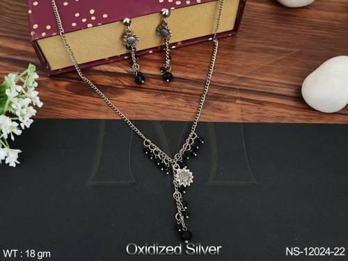 antique-jewellery-fancy-style-party-wear-oxidised-silver-designer-necklace-set