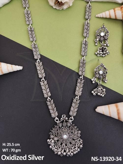 Oxidised Jewellery Fancy Design Party wear Oxidised Silver Polish Beautiful Long Oxidised Necklace set