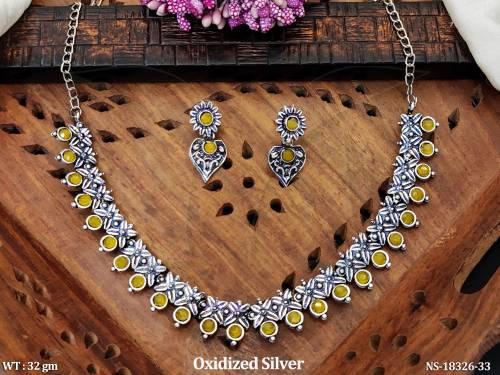 Oxidized Silver Necklace Set for Women 