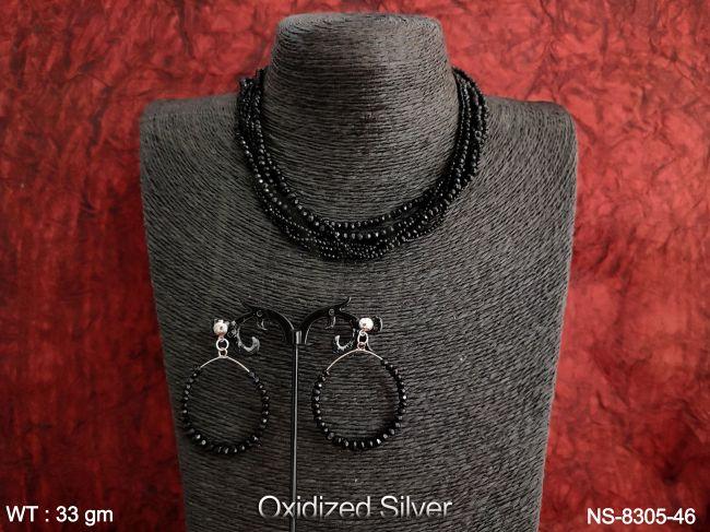 Designer Fancy Style Oxidized Silver Polish Necklace Set