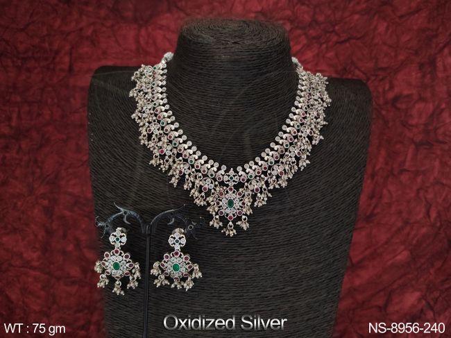 Oxidised Silver Beautiful Designer Party wear Necklace Set