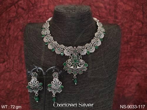 Beautiful Design Party wear Oxidised Silver Polish Fancy Style Necklace Set