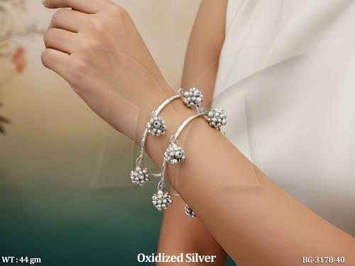 Oxidized Silver Ghungroo Bangle Traditional Ethnic Jewelry For Women