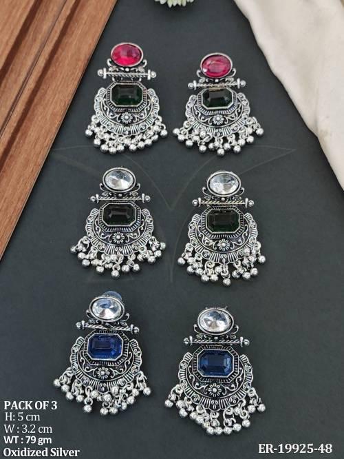 ethnic-oxidized-silver-party-wear-earrings-set-for-women