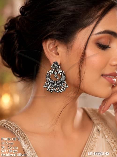 Designer Oxidized Silver Jhumka Earrings Combo