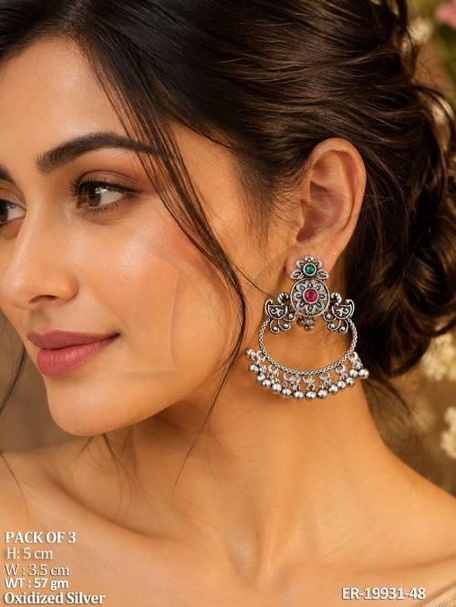 Designer Oxidized Silver Boho Earrings Combo