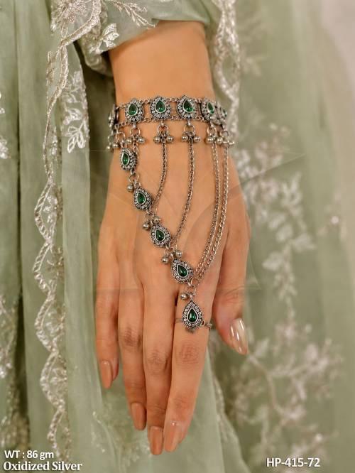 Traditional Full Stone Oxidized Haath Panja Jewellery