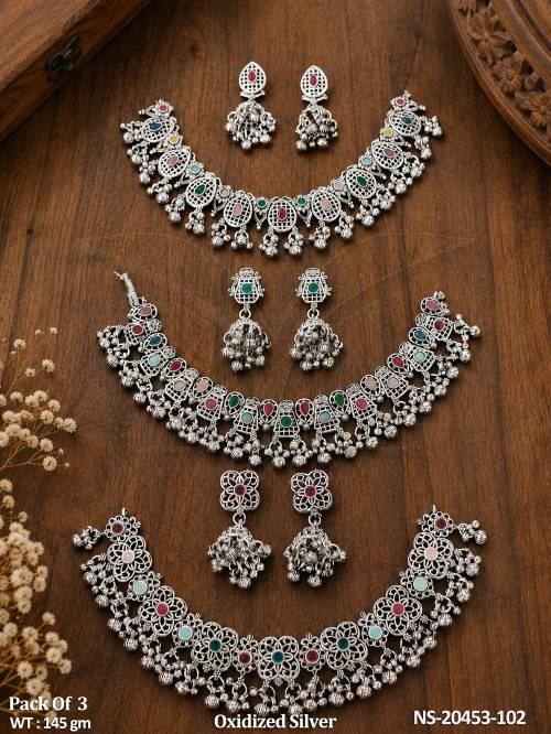Oxidized Silver Designer Necklace Set Collection