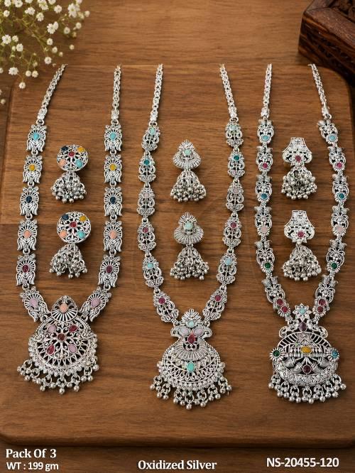 Fancy Multicolor Oxidized Long Necklace Collection