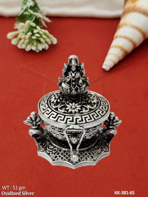 Beautiful Designer Oxidized Silver Temple Sindoor Box   