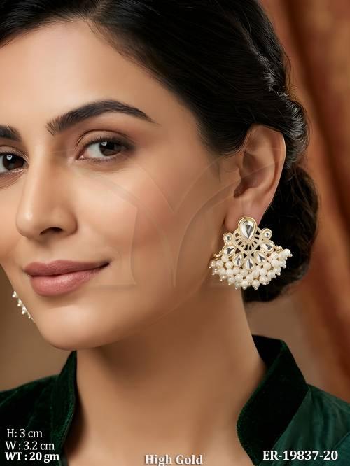 Designer Pearl Drop Kundan Party Wear Earrings