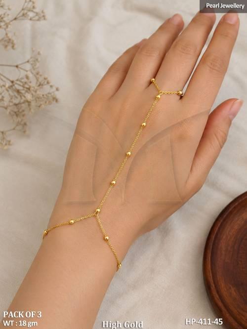 Stylish High Gold Adjustable Hand Bracelet Haath Pan