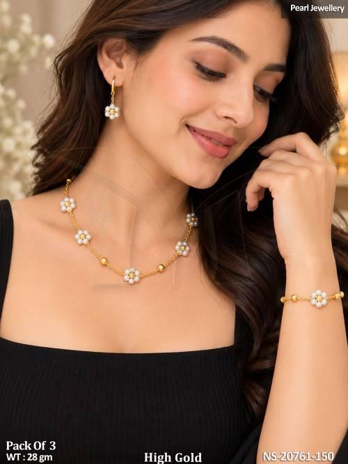 Premium Pearl Necklace Set Pack Of 3
