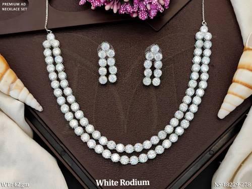 Premium Double Layer AD Necklace with Earrings 