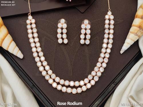 Rose Rhodium Premium AD Necklace Set for Women 
