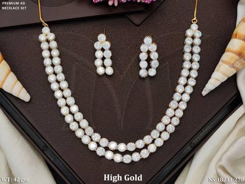 Double Layer AD Necklace Set in High Gold Polish 