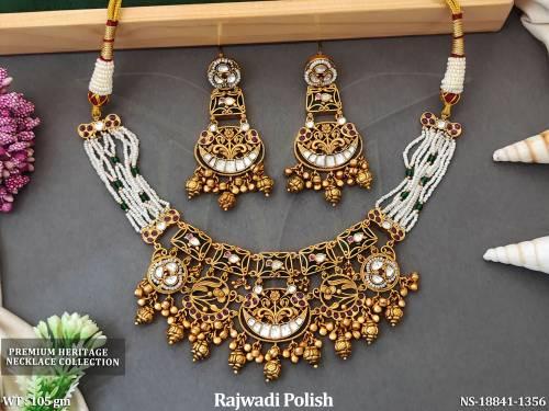 Premium Heritage Rajwadi Polish Party Wear Necklace Set  