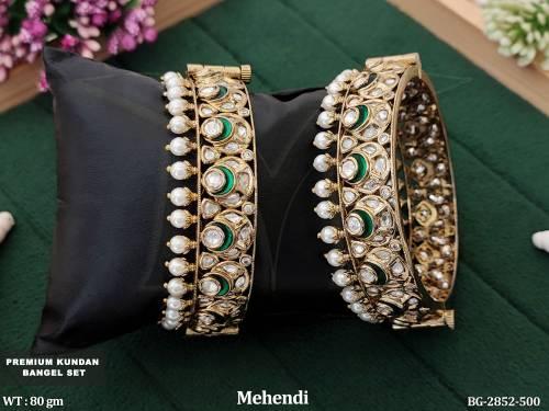 Royal Kundan Bangles with Pearl Detailing for Festive Look 
