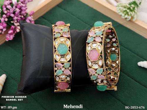 Traditional Premium Kundan Bangle Set with Stones 