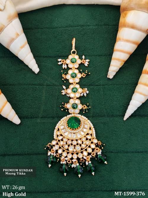 Kundan Designer High Gold Full Stone Party Wear Maang Tikka   