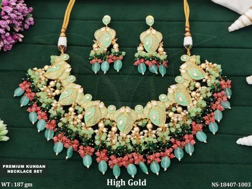 Premium Kundan Necklace Set with Earrings High Gold 