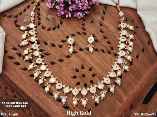 Premium Kundan Pearl Necklace Set for Women 